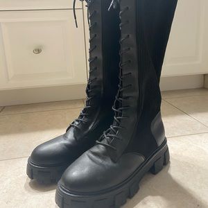 Tall lace up platform boots - self standing